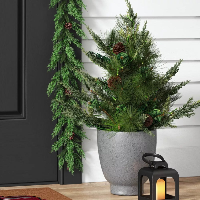 30" Pre-Lit Alberta Spruce Mini Artificial Christmas Tree Insert Clear Lights