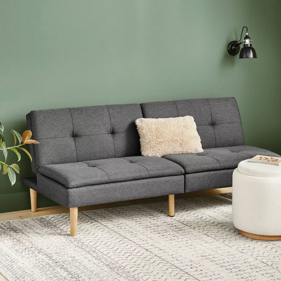 Dorm Tufted Futon Sofa - Dark Gray - Wichita Home Outlet