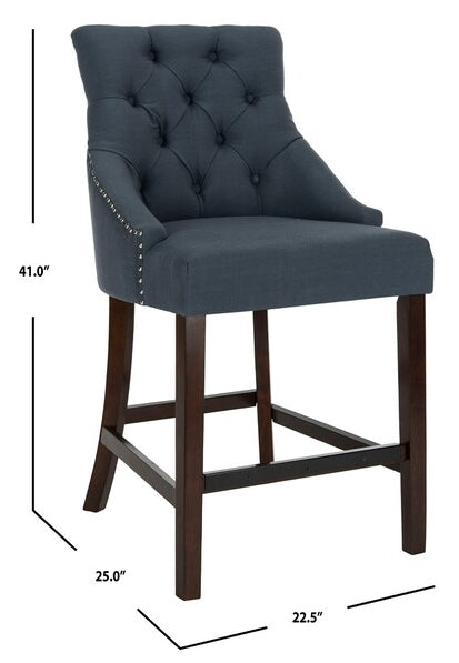 Eleni Tufted Wing Back Counter Stool - Navy