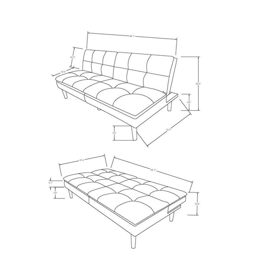 Dorm Tufted Futon Sofa - Dark Gray - Wichita Home Outlet