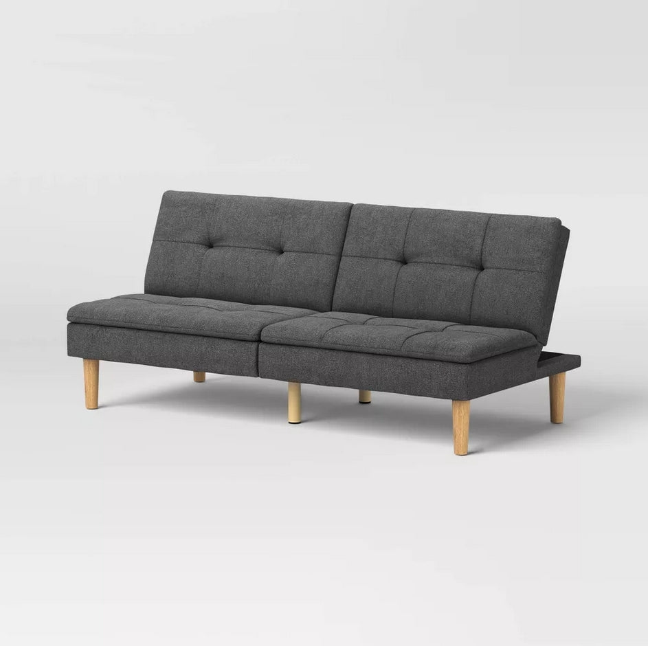 Dorm Tufted Futon Sofa - Dark Gray - Wichita Home Outlet