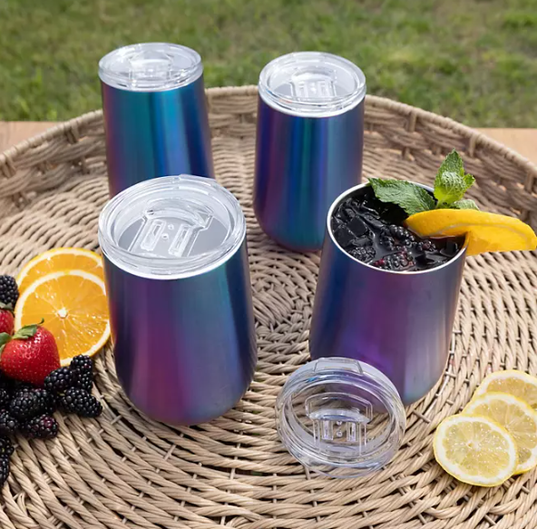 16-Ounce Stainless-Steel Insulated Vacuum Tumblers with Lids, 4-Pack