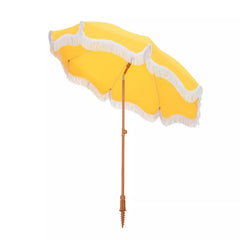 Captiva Designs 7ft Fringed Elegant Valance Crank Tilt Patio Market Umbrella - Yellow