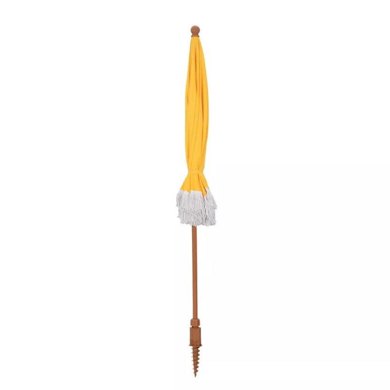 Captiva Designs 7ft Fringed Elegant Valance Crank Tilt Patio Market Umbrella - Yellow