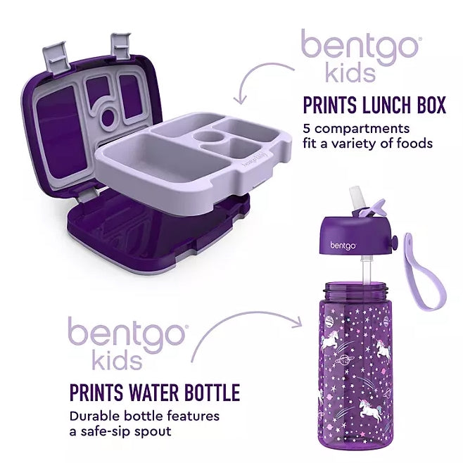 Bentgo Kids Prints Lunch Box & Water Bottle Set - 4 Styles