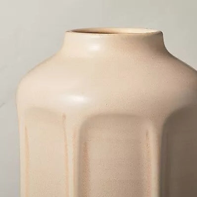 13" Faceted Ceramic Vase Sunset - Taupe