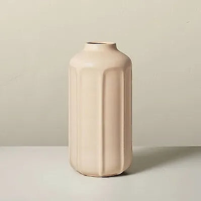 13" Faceted Ceramic Vase Sunset - Taupe