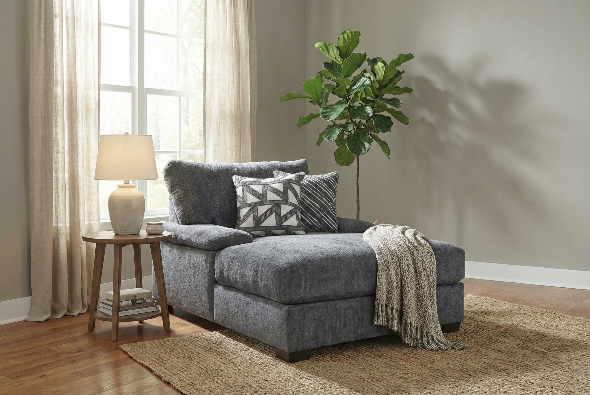 Vega Double Chaise - Charcoal