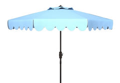 Venice Single Scallop 9Ft Crank Outdoor Push Button Tilt Umbrella - Baby Blue