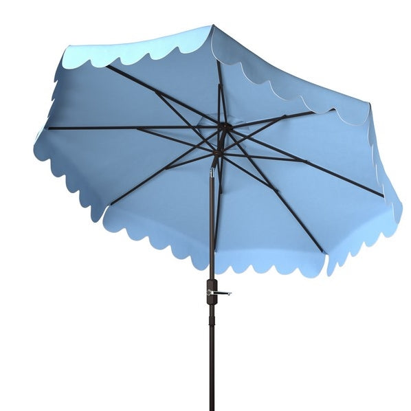 Venice Single Scallop 9Ft Crank Outdoor Push Button Tilt Umbrella - Baby Blue