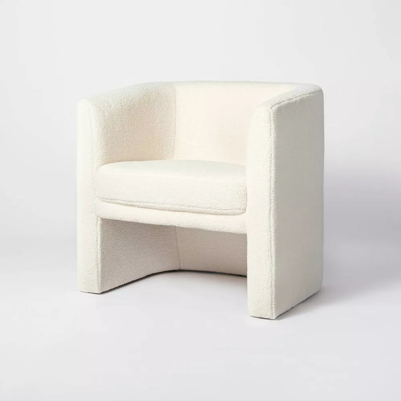 Vernon Upholstered Barrel Accent Chair - Faux Shearling Cream