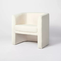 Vernon Upholstered Barrel Accent Chair - Faux Shearling Cream
