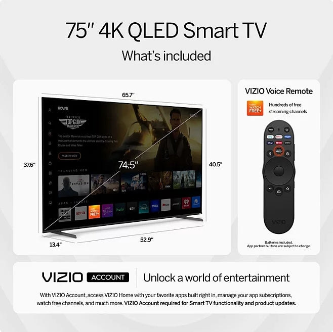 VIZIO 75" Class Quantum Pro Series QLED Smart TV