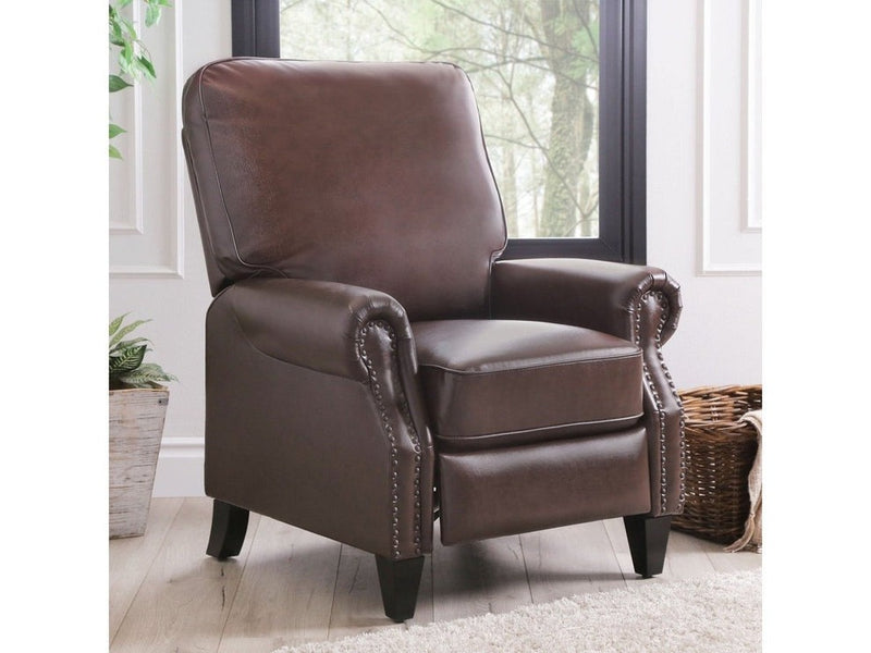 Carla Leather Pushback Recliner - Brown