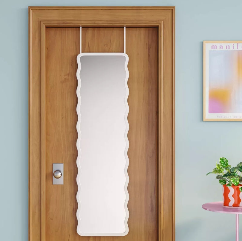 Wavy Over The Door Mirror - White