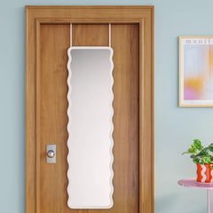 Wavy Over The Door Mirror - White