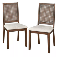 Westbury Cane Style Back Dining Chairs Walnut/Cream (Set of 2)