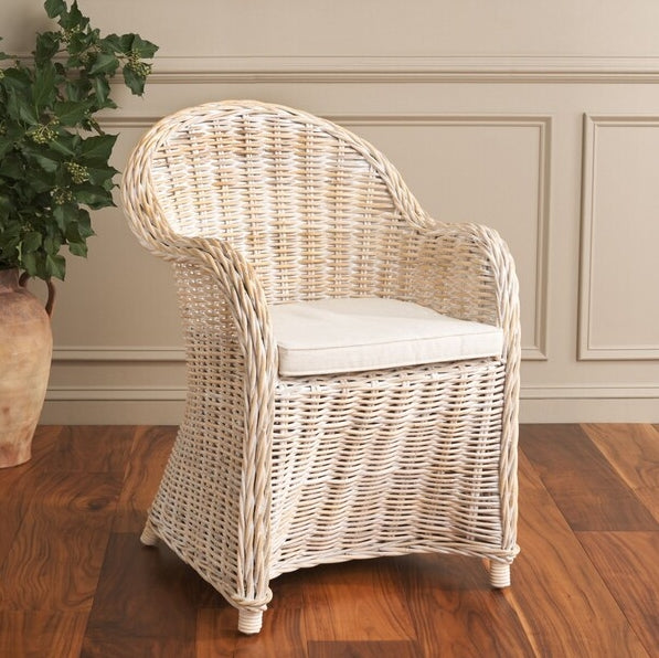 Callista Wicker Club Chair - White Wash