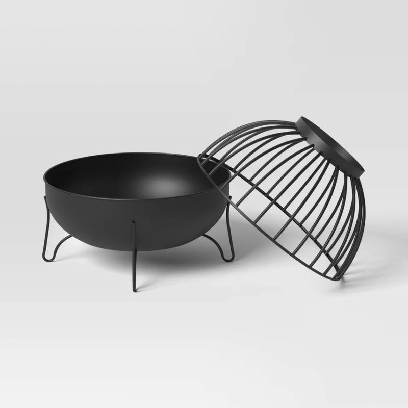 Wood Burning Cutout Round Outdoor Fire Pit - Black