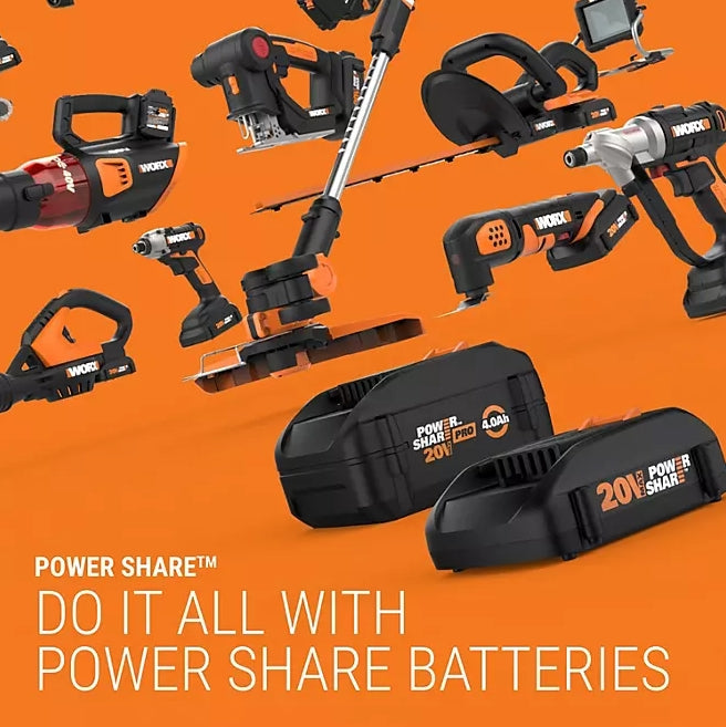 Worx 40v Combo, Includes 20" Push Mower, 13" String Trimmer, Quiet Tech Blower