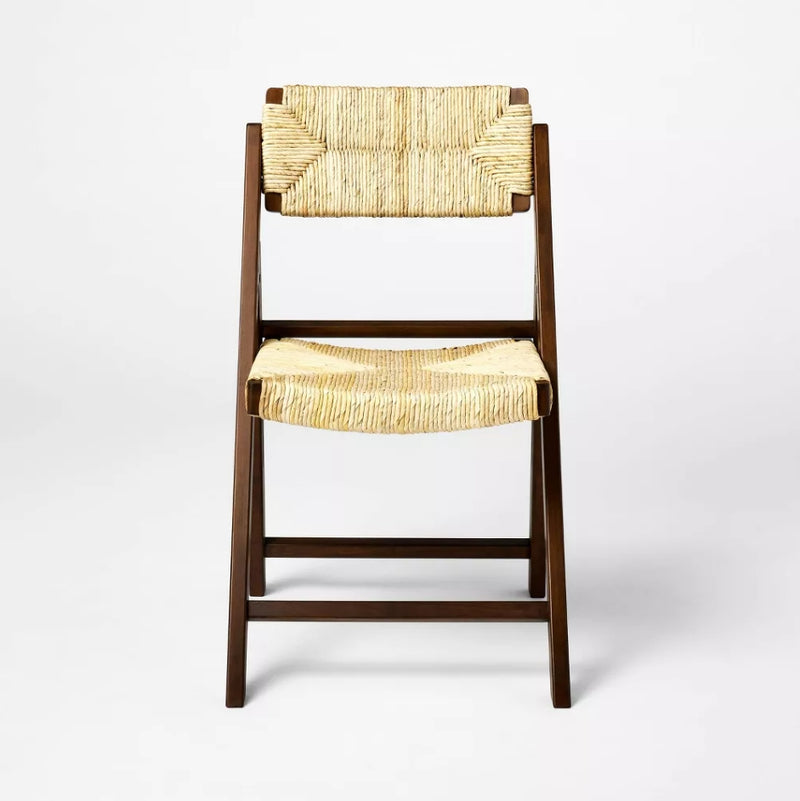 Folding Woven Dining Chairs - Dark Brown