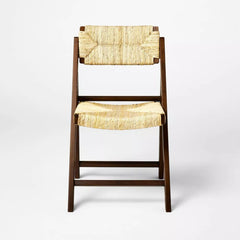 Folding Woven Dining Chairs - Dark Brown