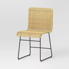 Chapin Modern Woven Dining Chair with Metal Legs