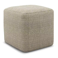 Square Woven Fabric Pouf - Cream