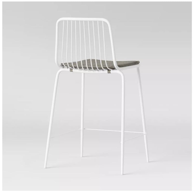 Sodra Rounded Seat Wire Counter Height Barstool, White - Set of 2