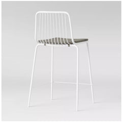 Sodra Rounded Seat Wire Counter Height Barstool, White - Set of 2