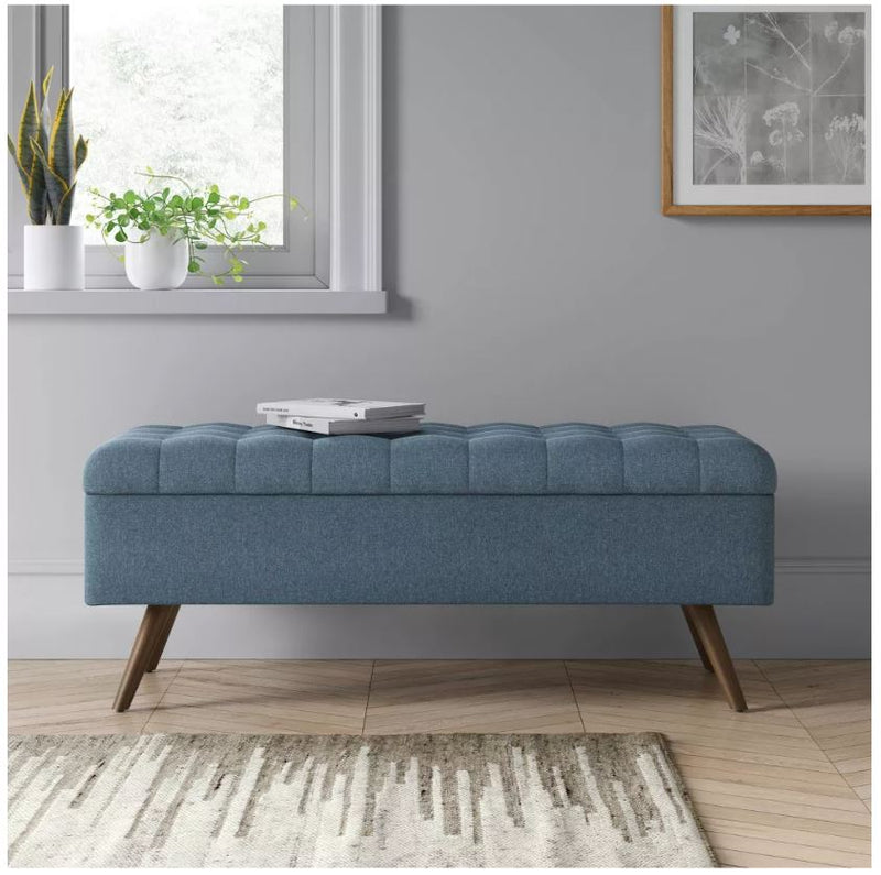 Arthur Tufted Storage Bench - Blue