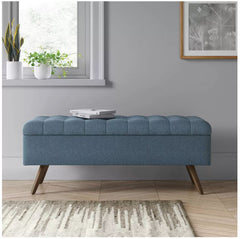 Arthur Tufted Storage Bench - Blue