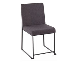High Back Fuji Contemporary Dining Chairs, Black/Charcoal Fabric - Set of 2