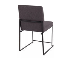 High Back Fuji Contemporary Dining Chairs, Black/Charcoal Fabric - Set of 2