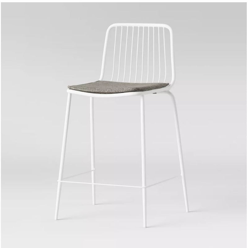 Sodra Rounded Seat Wire Counter Height Barstool, White - Set of 2