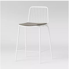 Sodra Rounded Seat Wire Counter Height Barstool, White - Set of 2