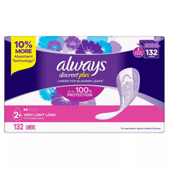 Always Discreet Plus Liners, Very Light Absorbency, Long Length (132 ct.)