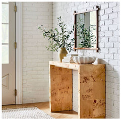 Ogden Burled Wood Console Table Brown