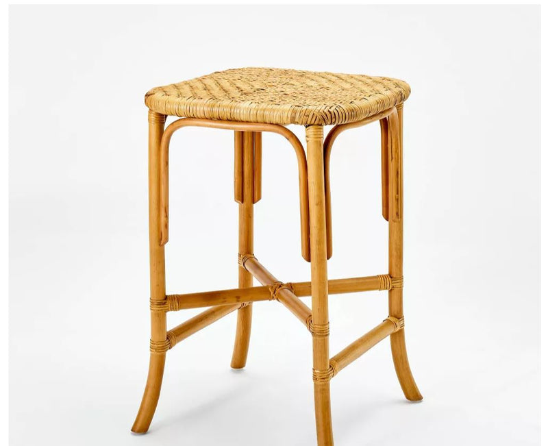 Sofia Wood and Rattan Counter Height Barstool Natural