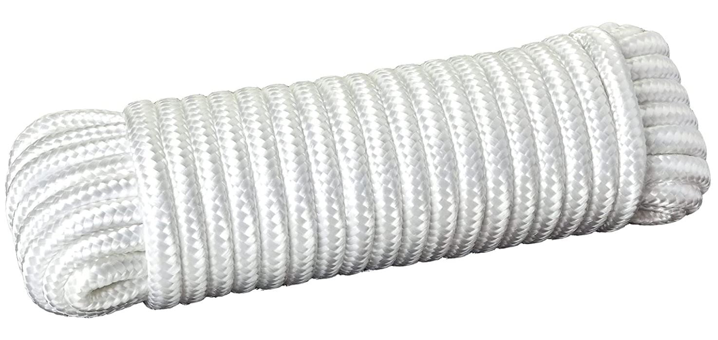 Katzco Nylon Rope Twisted Solid Braided - 1 Roll of 3/8 inch x 50 Feet Rope - for Camping, Sports and Outdoors, Construction, Moving, Furniture