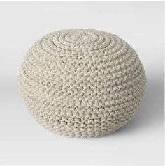 Cloverly Chunky Knit Pouf - Cream