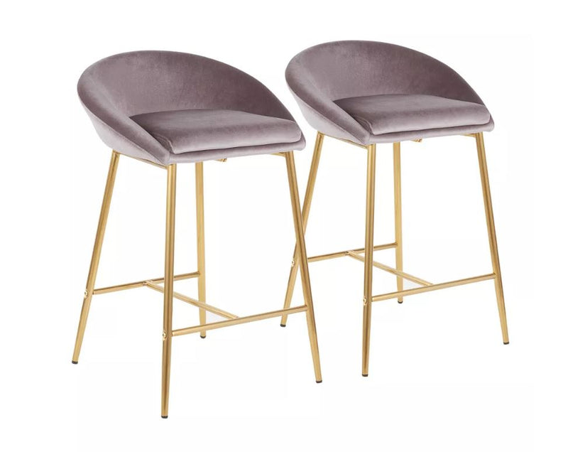 Matisse Glam 26" Counter Stool, Silver/Gold- Set of 2