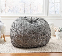 3 Foot Faux Fur Bean Bag - Grey