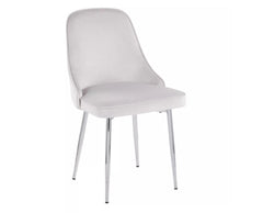 Marcel Contemporary Dining Chair, Chrome/Stormy White - Set of 2