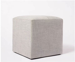 Lynwood Square Upholstered Cube - Tan/Navy Stripe