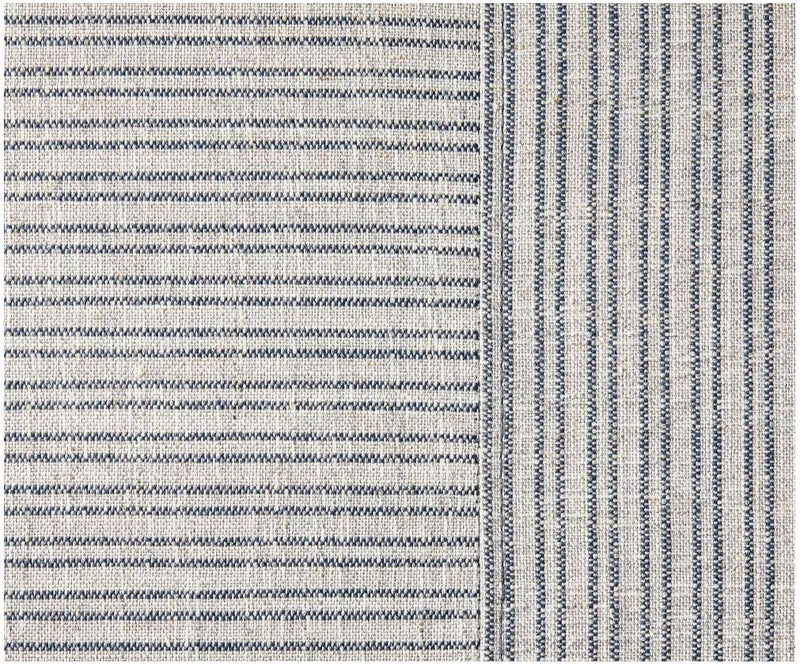 Lynwood Square Upholstered Cube - Tan/Navy Stripe