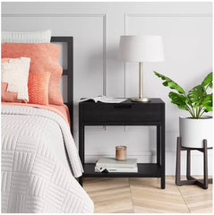 Porto Nightstand with Drawer - Black