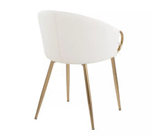 Claire Contemporary/Glam Dining Chair - White Faux Leather/Gold