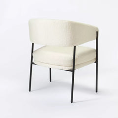 Rosemead Metal Frame and Rounded Back Faux Shearling Accent Chair - Cream