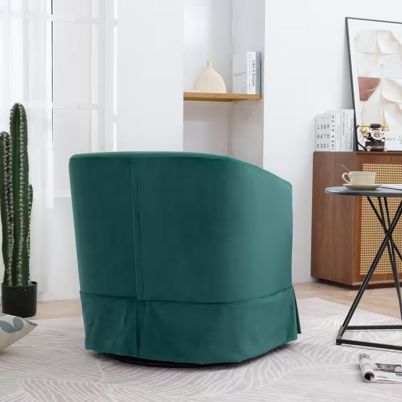 Ergonomic Fabric Upholstered 360° Swivel Accent Chair - Green Velvet